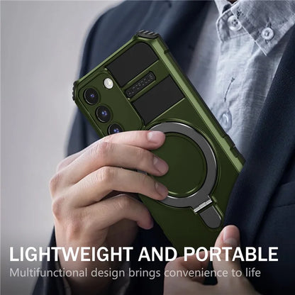 For Samsung Galaxy S22+ 5G Kickstand Cover PC+TPU Phone Case Compatible with MagSafe