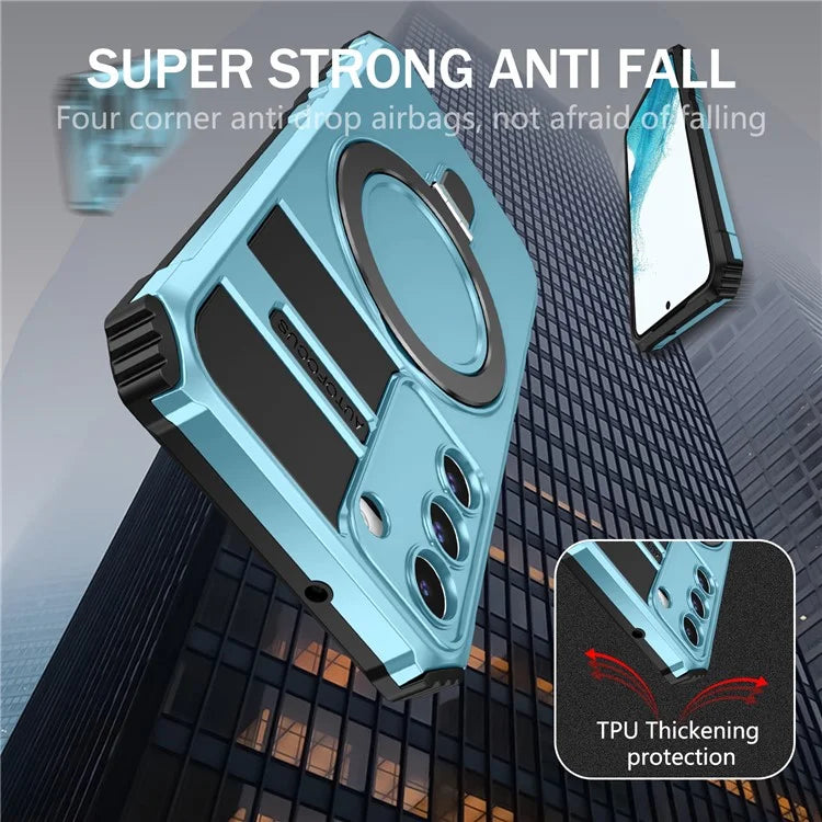 For Samsung Galaxy S22+ 5G Kickstand Cover PC+TPU Phone Case Compatible with MagSafe