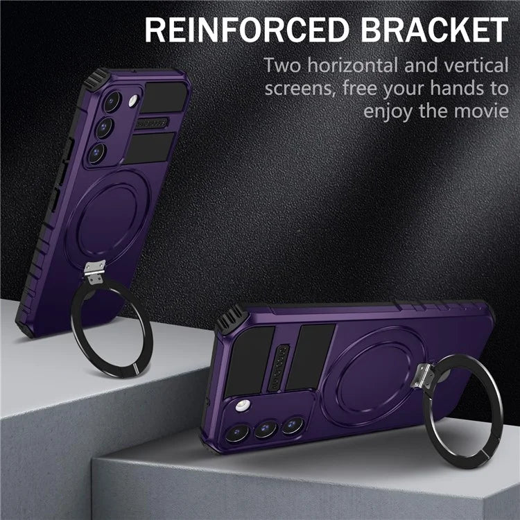 For Samsung Galaxy S22+ 5G Kickstand Cover PC+TPU Phone Case Compatible with MagSafe