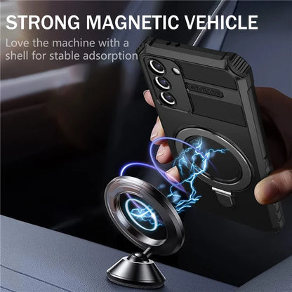 For Samsung Galaxy S21 4G / 5G Case PC+TPU Kickstand Magnetic Phone Protection Cover