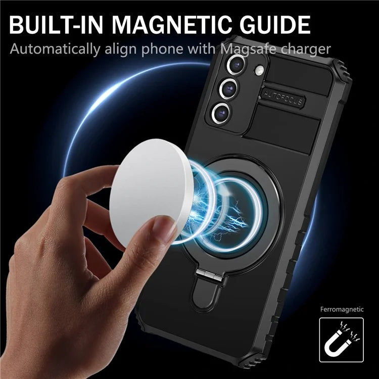 For Samsung Galaxy S21 4G / 5G Case PC+TPU Kickstand Magnetic Phone Protection Cover