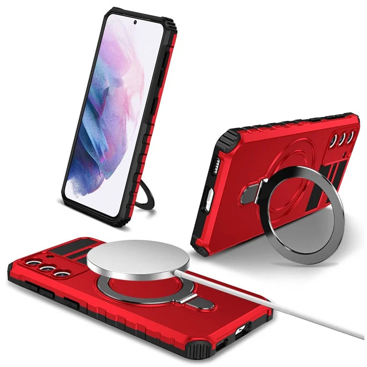 For Samsung Galaxy S21 4G / 5G Case PC+TPU Kickstand Magnetic Phone Protection Cover