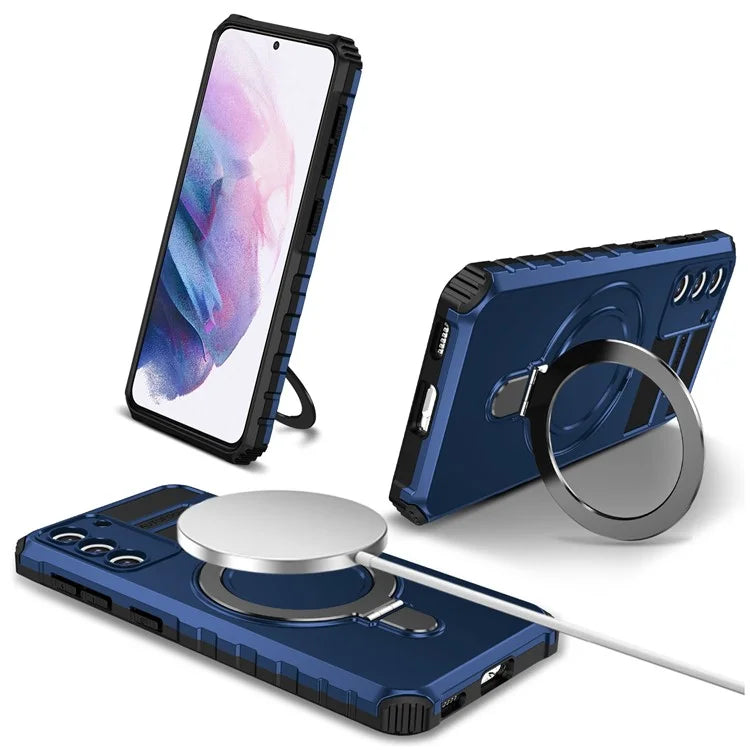 For Samsung Galaxy S21 4G / 5G Case PC+TPU Kickstand Magnetic Phone Protection Cover