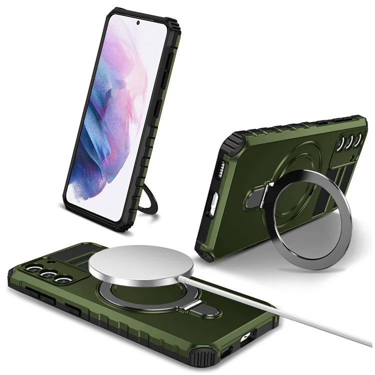 For Samsung Galaxy S21 4G / 5G Case PC+TPU Kickstand Magnetic Phone Protection Cover