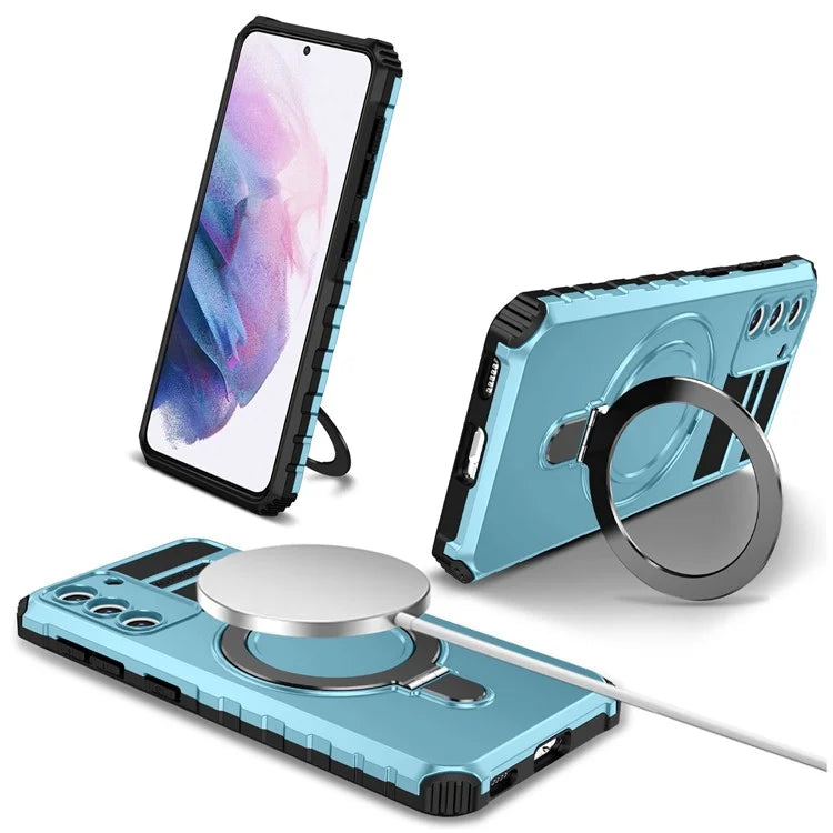 For Samsung Galaxy S21 4G / 5G Case PC+TPU Kickstand Magnetic Phone Protection Cover