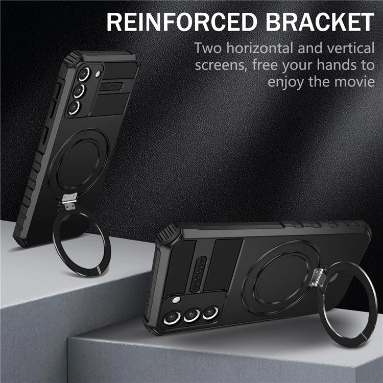 For Samsung Galaxy S21+ 5G Shockproof Case Kickstand PC+TPU Phone Cover Compatible with MagSafe