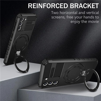 For Samsung Galaxy S21+ 5G Shockproof Case Kickstand PC+TPU Phone Cover Compatible with MagSafe