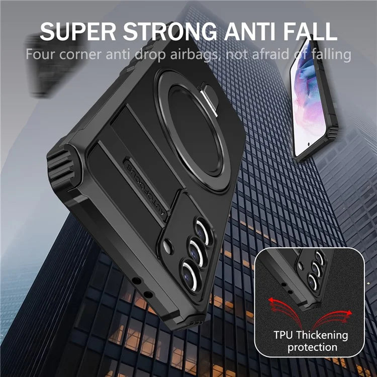 For Samsung Galaxy S21+ 5G Shockproof Case Kickstand PC+TPU Phone Cover Compatible with MagSafe