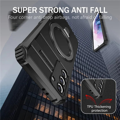 For Samsung Galaxy S21+ 5G Shockproof Case Kickstand PC+TPU Phone Cover Compatible with MagSafe