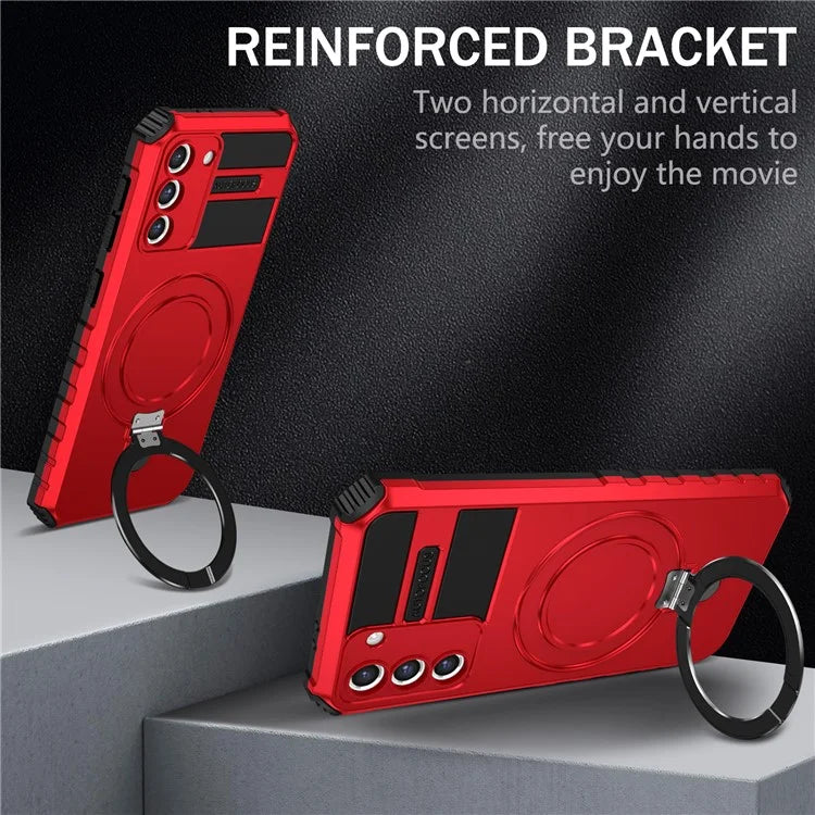 For Samsung Galaxy S21+ 5G Shockproof Case Kickstand PC+TPU Phone Cover Compatible with MagSafe