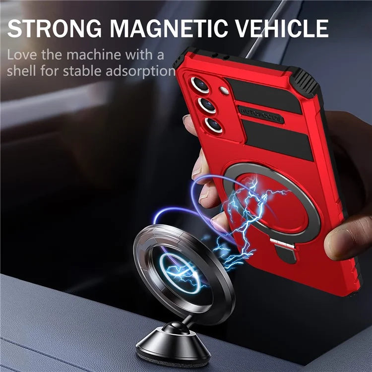 For Samsung Galaxy S21+ 5G Shockproof Case Kickstand PC+TPU Phone Cover Compatible with MagSafe