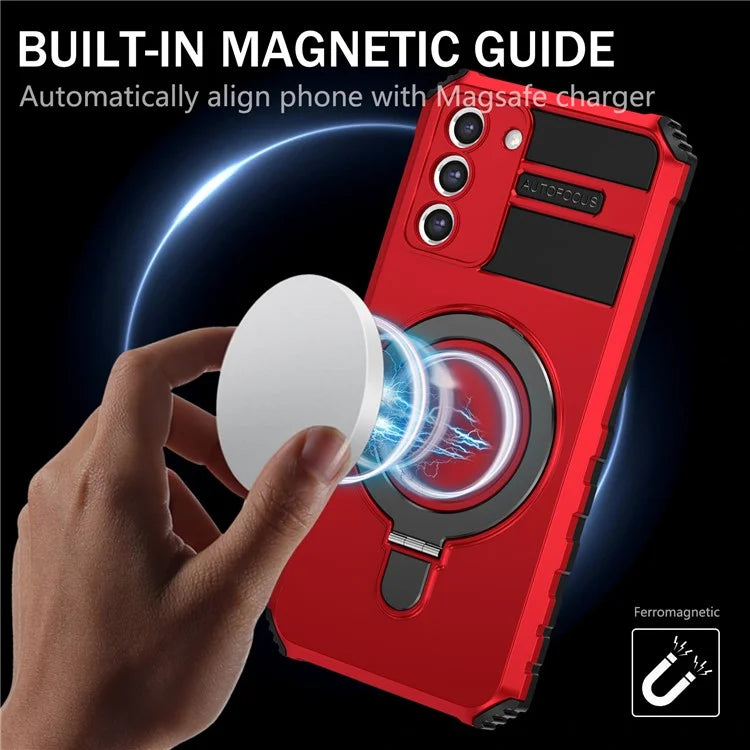 For Samsung Galaxy S21+ 5G Shockproof Case Kickstand PC+TPU Phone Cover Compatible with MagSafe