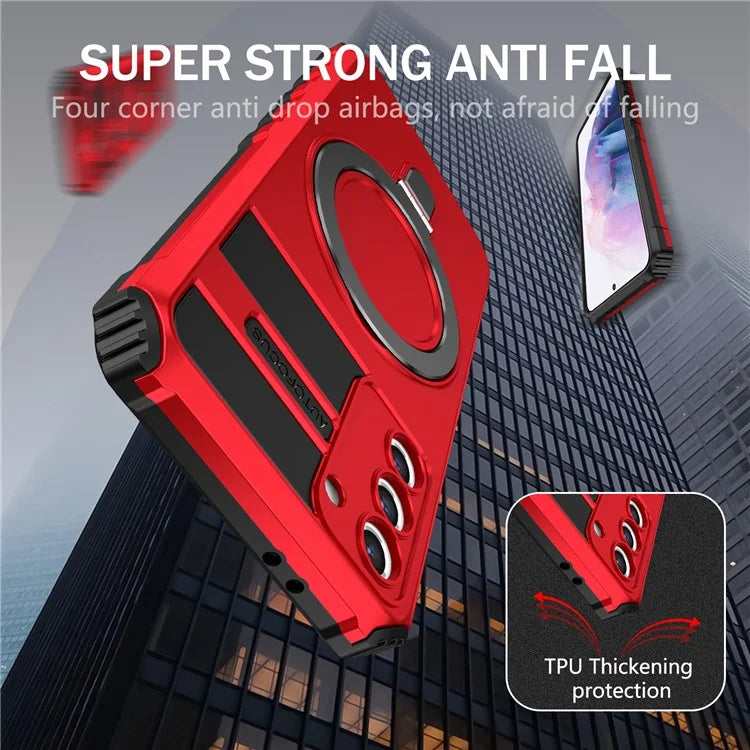 For Samsung Galaxy S21+ 5G Shockproof Case Kickstand PC+TPU Phone Cover Compatible with MagSafe