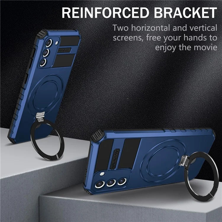 For Samsung Galaxy S21+ 5G Shockproof Case Kickstand PC+TPU Phone Cover Compatible with MagSafe