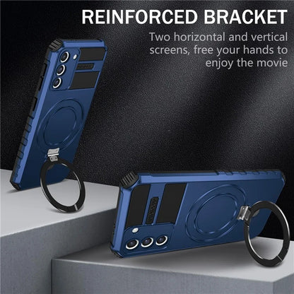 For Samsung Galaxy S21+ 5G Shockproof Case Kickstand PC+TPU Phone Cover Compatible with MagSafe