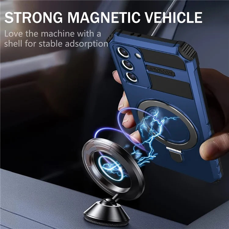 For Samsung Galaxy S21+ 5G Shockproof Case Kickstand PC+TPU Phone Cover Compatible with MagSafe