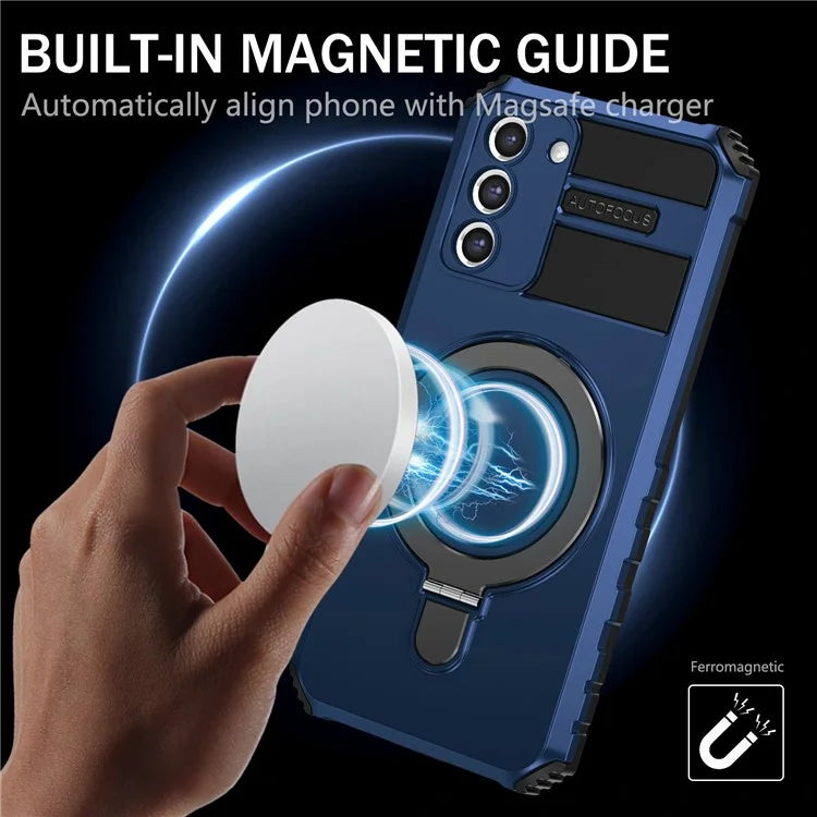 For Samsung Galaxy S21+ 5G Shockproof Case Kickstand PC+TPU Phone Cover Compatible with MagSafe