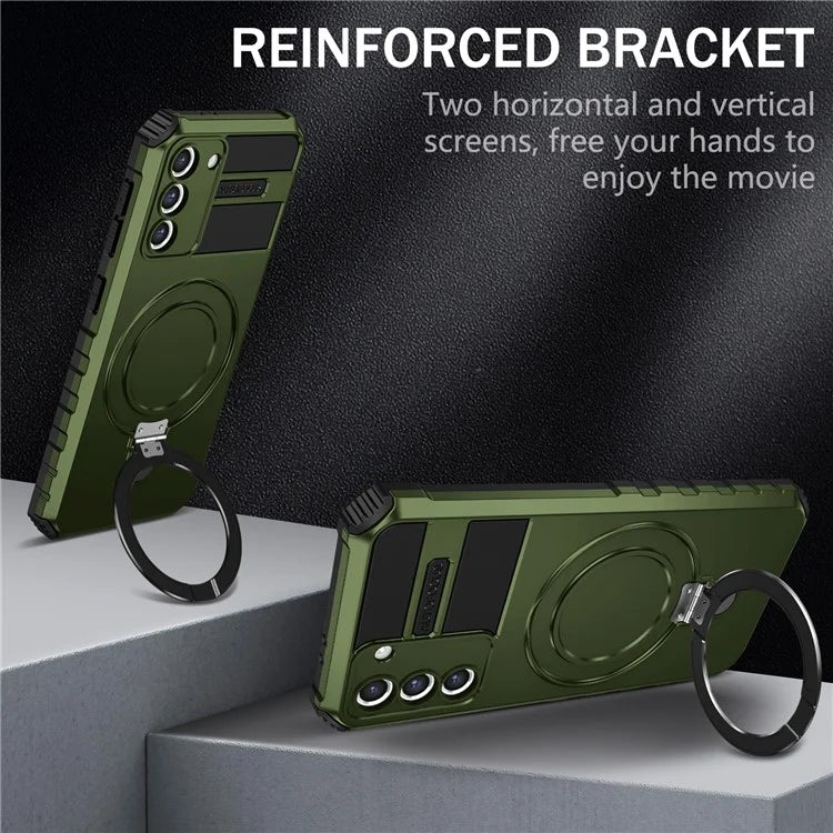 For Samsung Galaxy S21+ 5G Shockproof Case Kickstand PC+TPU Phone Cover Compatible with MagSafe