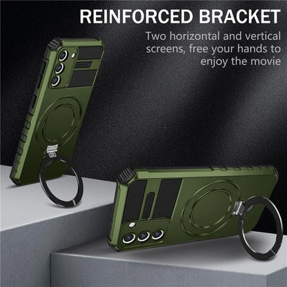 For Samsung Galaxy S21+ 5G Shockproof Case Kickstand PC+TPU Phone Cover Compatible with MagSafe