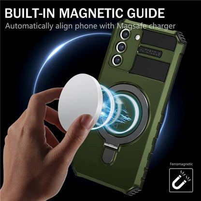 For Samsung Galaxy S21+ 5G Shockproof Case Kickstand PC+TPU Phone Cover Compatible with MagSafe