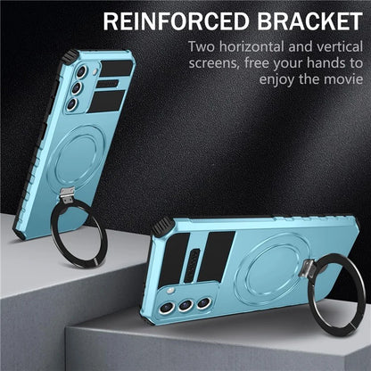 For Samsung Galaxy S21+ 5G Shockproof Case Kickstand PC+TPU Phone Cover Compatible with MagSafe