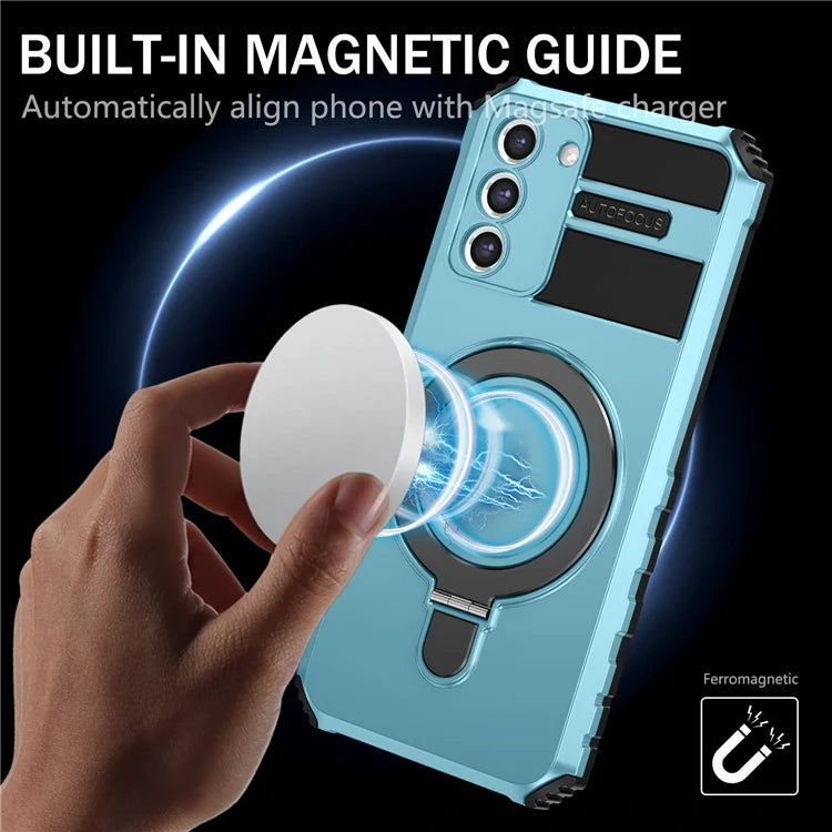 For Samsung Galaxy S21+ 5G Shockproof Case Kickstand PC+TPU Phone Cover Compatible with MagSafe