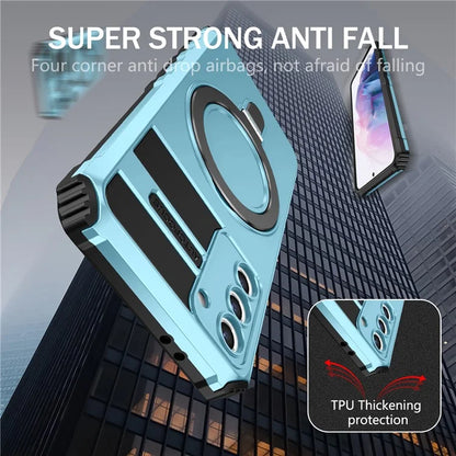 For Samsung Galaxy S21+ 5G Shockproof Case Kickstand PC+TPU Phone Cover Compatible with MagSafe