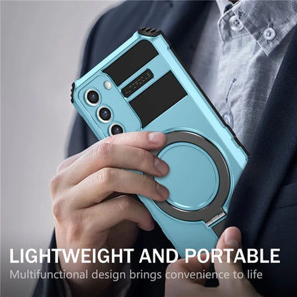For Samsung Galaxy S21+ 5G Shockproof Case Kickstand PC+TPU Phone Cover Compatible with MagSafe