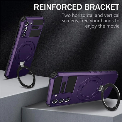 For Samsung Galaxy S21+ 5G Shockproof Case Kickstand PC+TPU Phone Cover Compatible with MagSafe