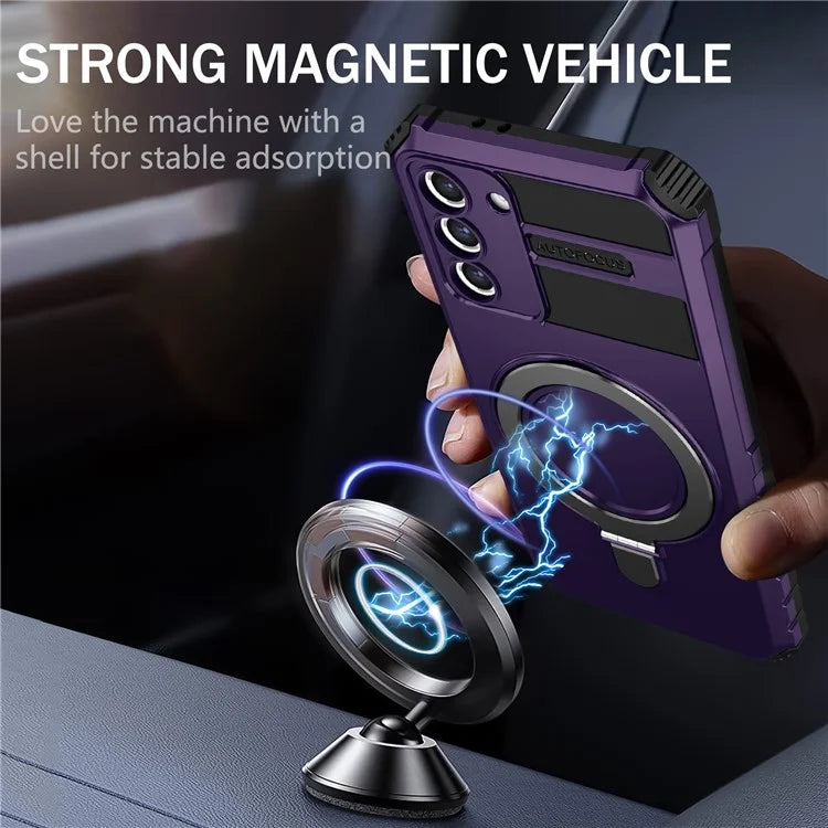 For Samsung Galaxy S21+ 5G Shockproof Case Kickstand PC+TPU Phone Cover Compatible with MagSafe