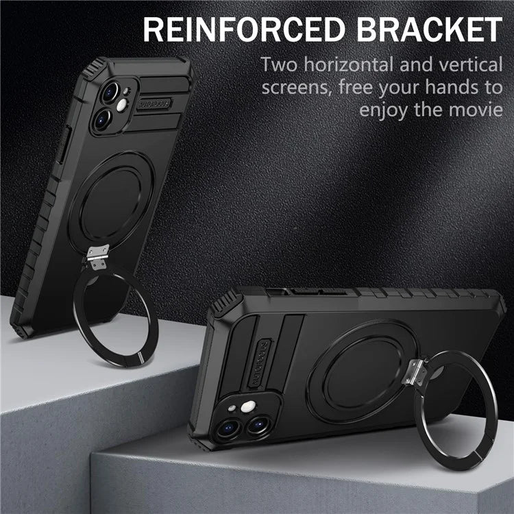 For iPhone 11 Case Kickstand PC+TPU Phone Cover Compatible with MagSafe