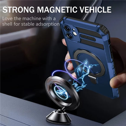 For iPhone 11 Case Kickstand PC+TPU Phone Cover Compatible with MagSafe