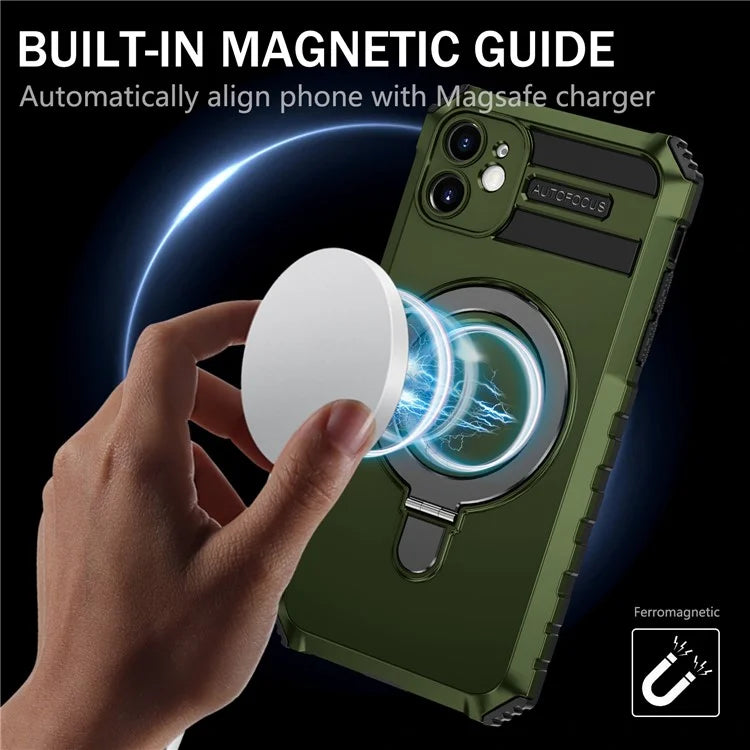 For iPhone 11 Case Kickstand PC+TPU Phone Cover Compatible with MagSafe