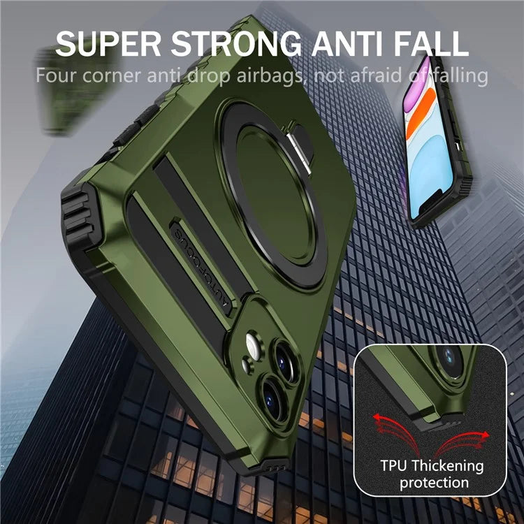 For iPhone 11 Case Kickstand PC+TPU Phone Cover Compatible with MagSafe