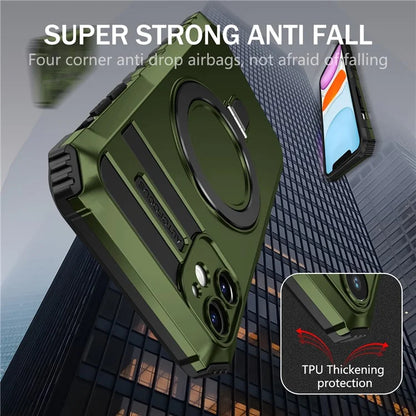 For iPhone 11 Case Kickstand PC+TPU Phone Cover Compatible with MagSafe