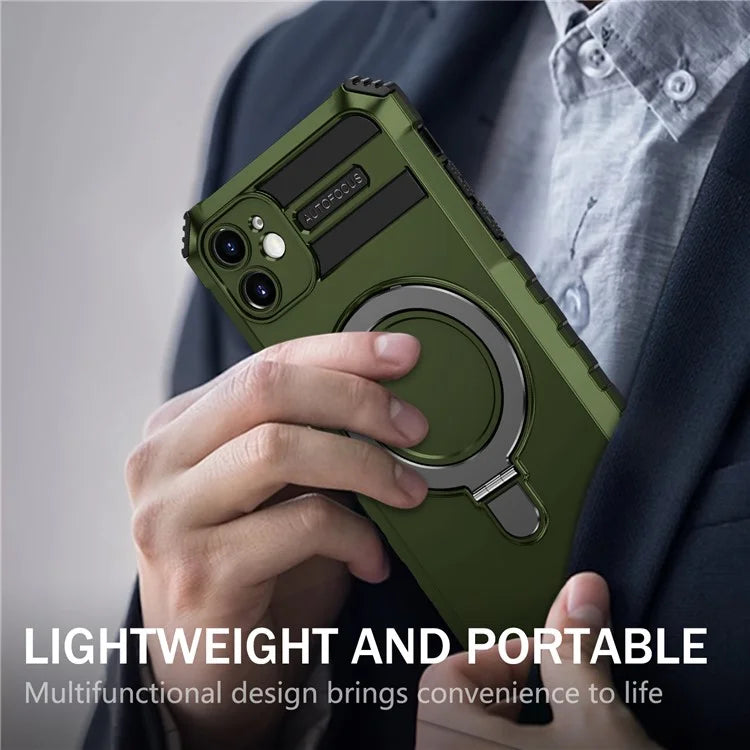 For iPhone 11 Case Kickstand PC+TPU Phone Cover Compatible with MagSafe