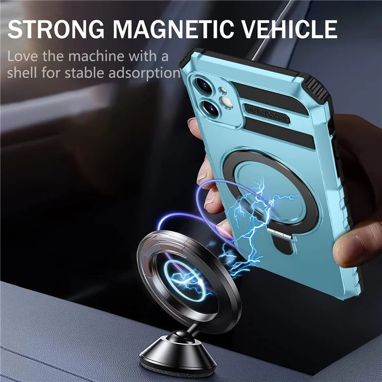 For iPhone 11 Case Kickstand PC+TPU Phone Cover Compatible with MagSafe