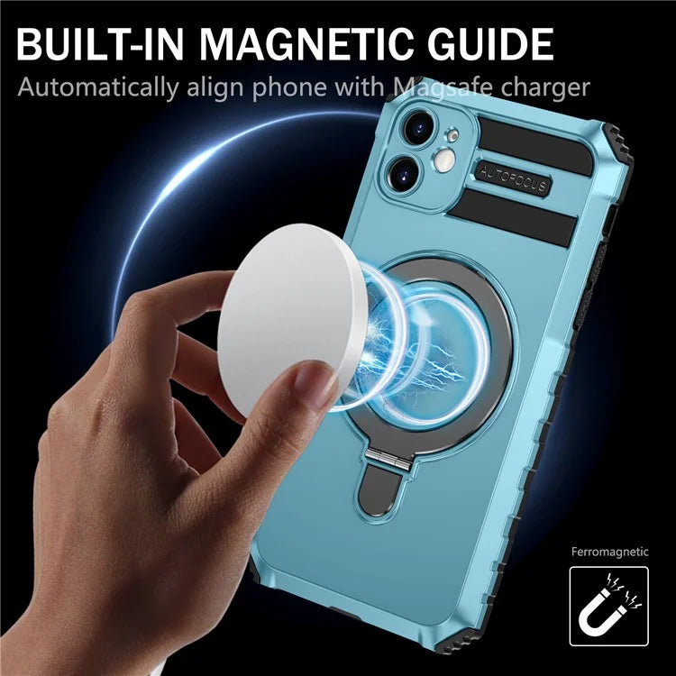 For iPhone 11 Case Kickstand PC+TPU Phone Cover Compatible with MagSafe