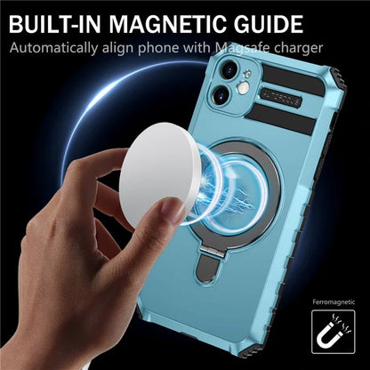 For iPhone 11 Case Kickstand PC+TPU Phone Cover Compatible with MagSafe