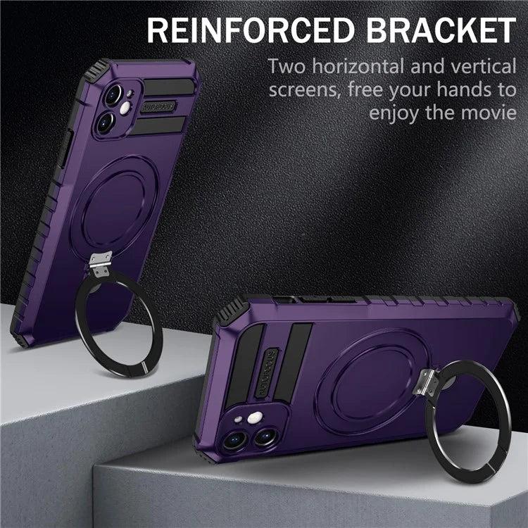 For iPhone 11 Case Kickstand PC+TPU Phone Cover Compatible with MagSafe