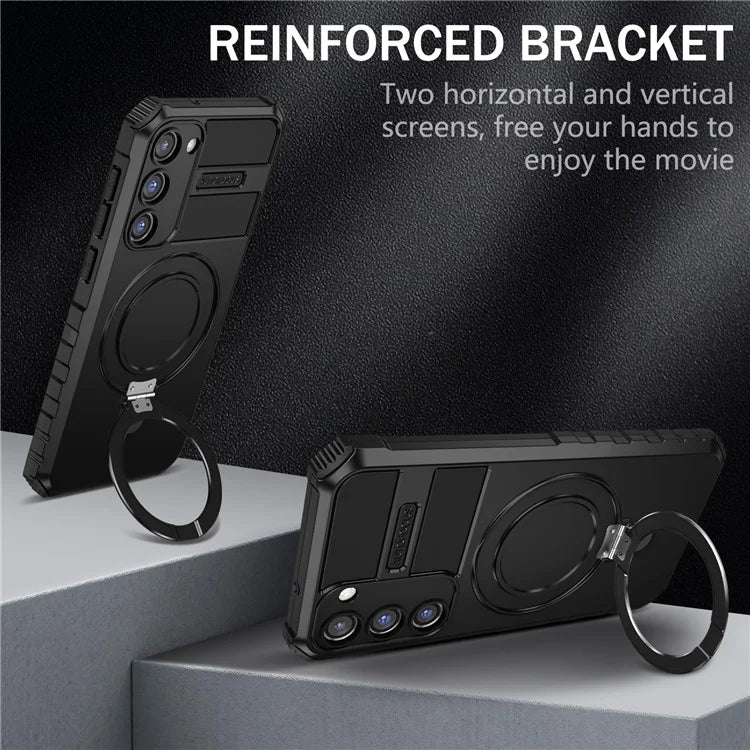 For Samsung Galaxy S23 Case Compatible with MagSafe Kickstand PC+TPU Phone Cover