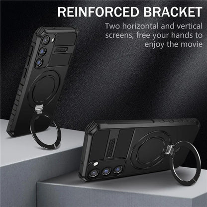 For Samsung Galaxy S23 Case Compatible with MagSafe Kickstand PC+TPU Phone Cover