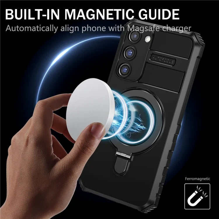 For Samsung Galaxy S23 Case Compatible with MagSafe Kickstand PC+TPU Phone Cover
