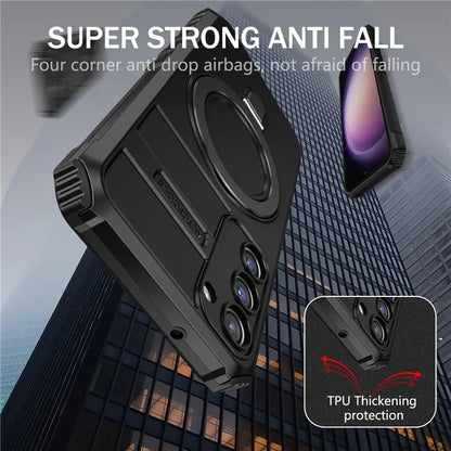 For Samsung Galaxy S23 Case Compatible with MagSafe Kickstand PC+TPU Phone Cover