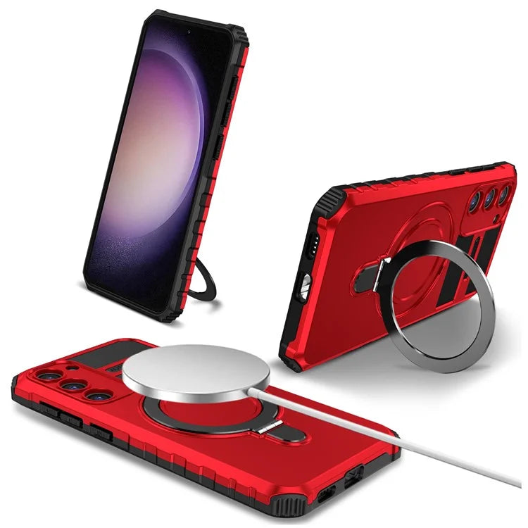 For Samsung Galaxy S23 Case Compatible with MagSafe Kickstand PC+TPU Phone Cover