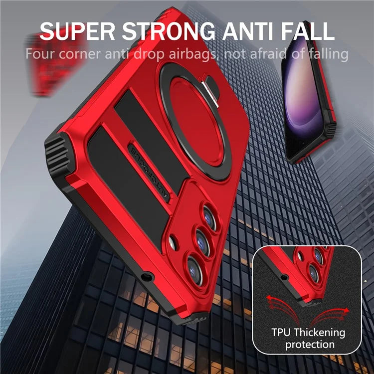 For Samsung Galaxy S23 Case Compatible with MagSafe Kickstand PC+TPU Phone Cover