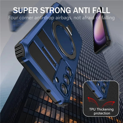 For Samsung Galaxy S23 Case Compatible with MagSafe Kickstand PC+TPU Phone Cover