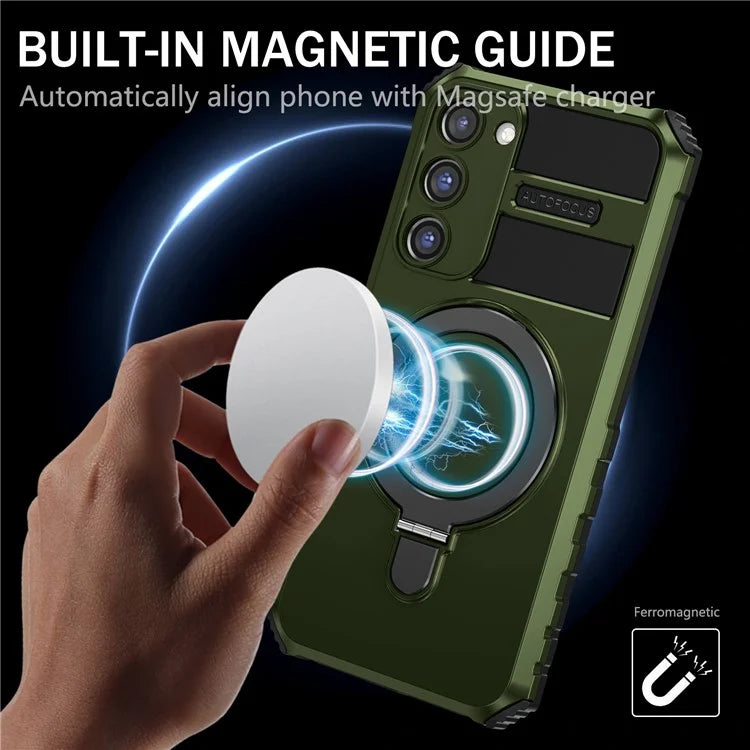 For Samsung Galaxy S23 Case Compatible with MagSafe Kickstand PC+TPU Phone Cover