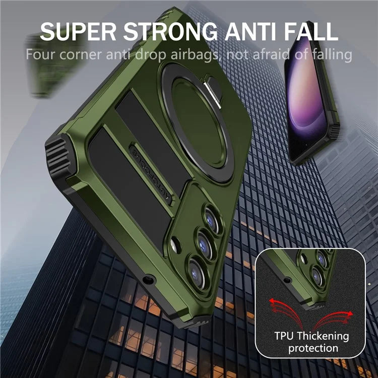 For Samsung Galaxy S23 Case Compatible with MagSafe Kickstand PC+TPU Phone Cover