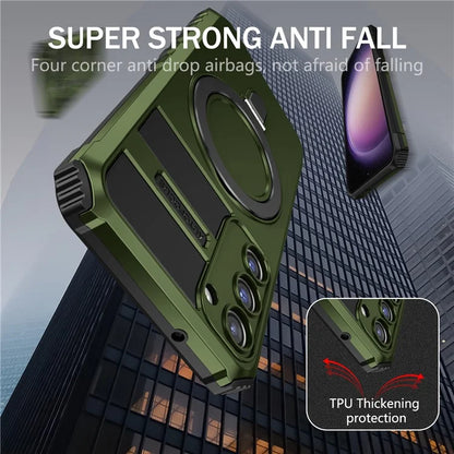 For Samsung Galaxy S23 Case Compatible with MagSafe Kickstand PC+TPU Phone Cover